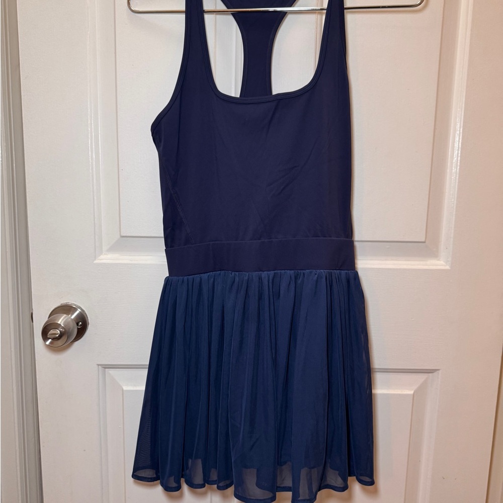 Womens Tennis Dress with Built in Shorts Workout Mesh Pleated Ruched Ruffle Hem
